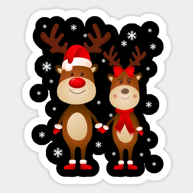 Cute Reindeer Rudolph and Clarice Sticker by PaulAksenov